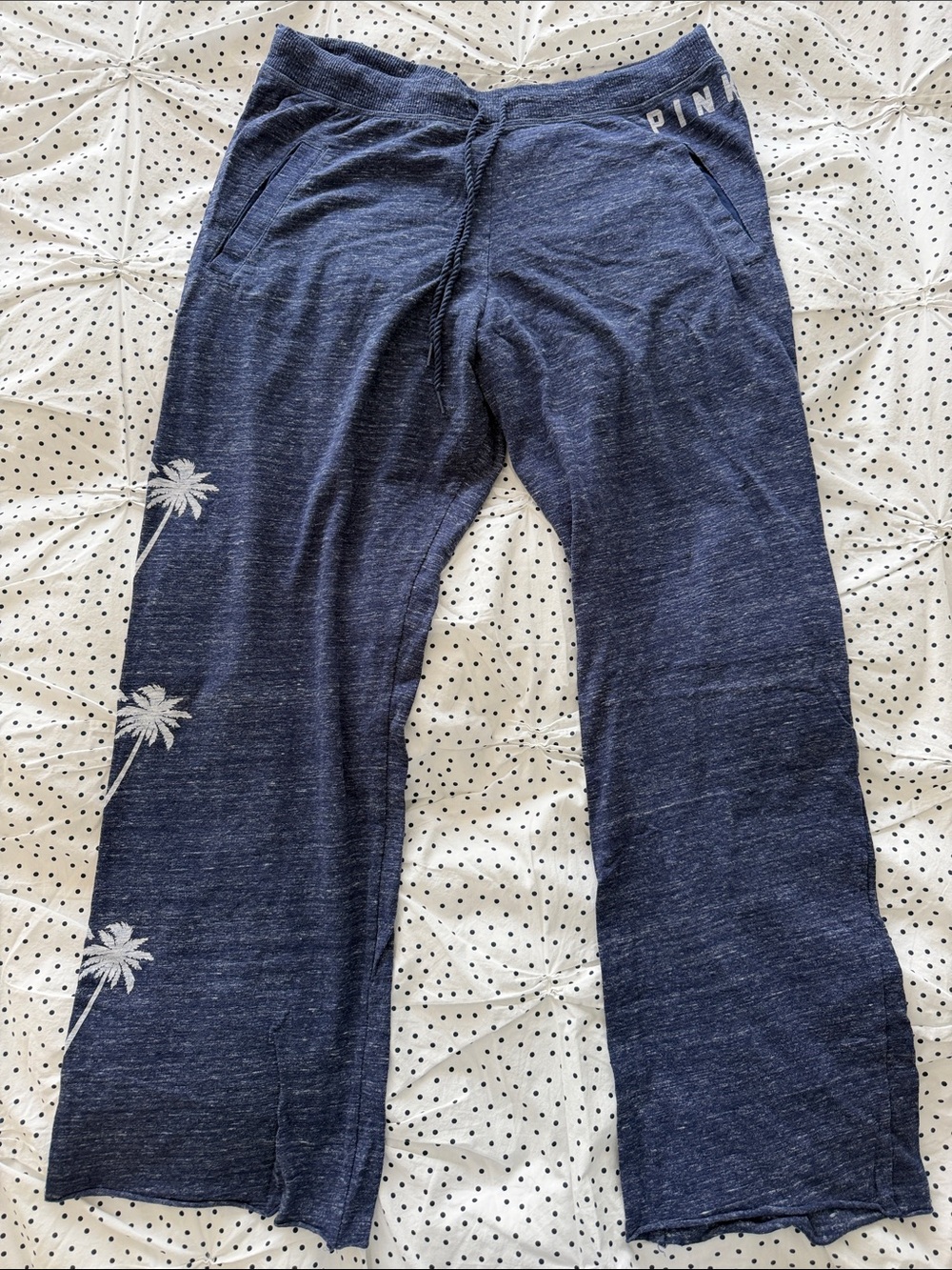 PINK Victoria's Secret Navy Palm-Print Loose Fit Pants
